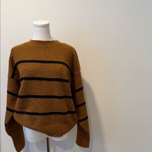 Double Zero Tan Sweater with Black Stripes